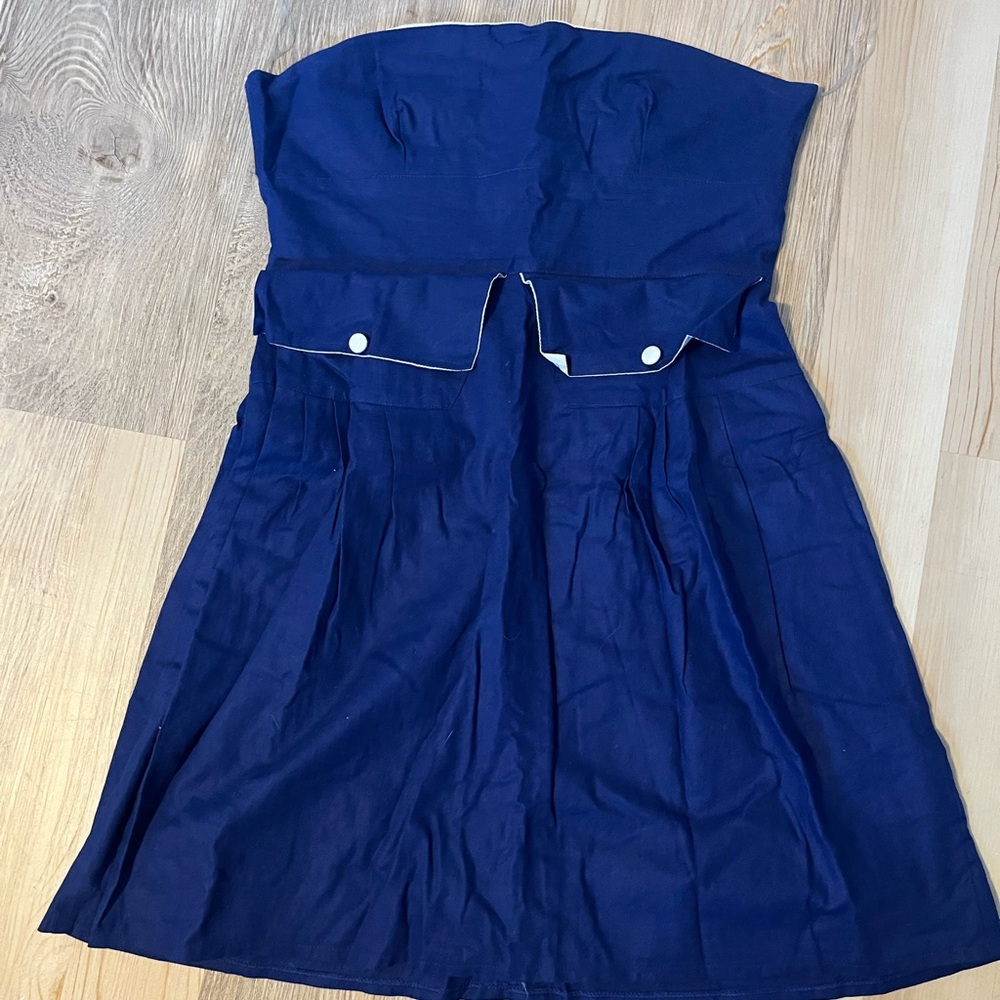 Jennifer Glasgow linen Navy Dress